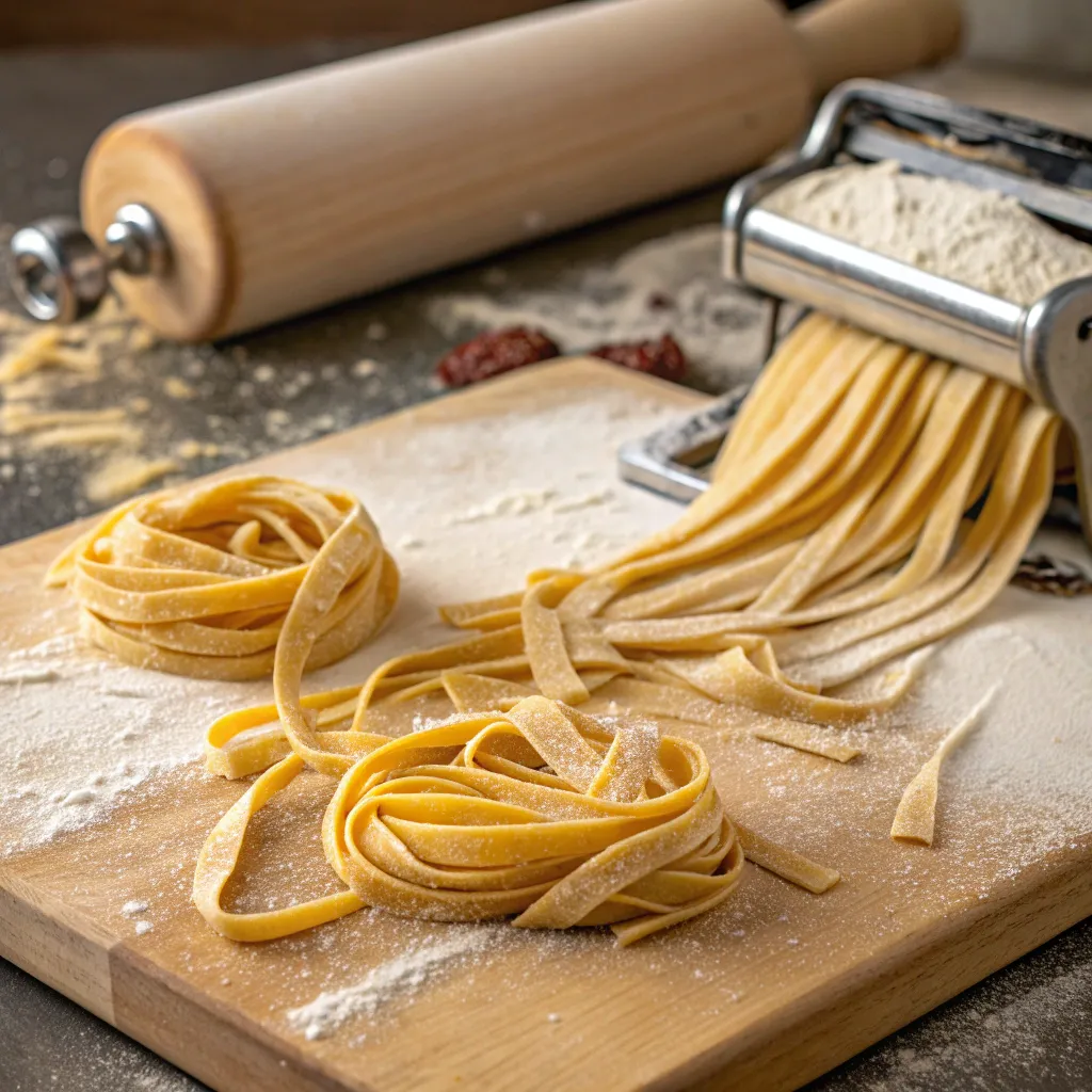 Fresh pasta being made